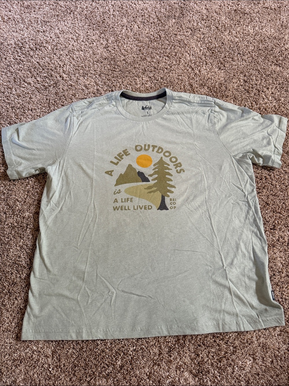 REI Men's Light Green Outdoor Graphic Tee